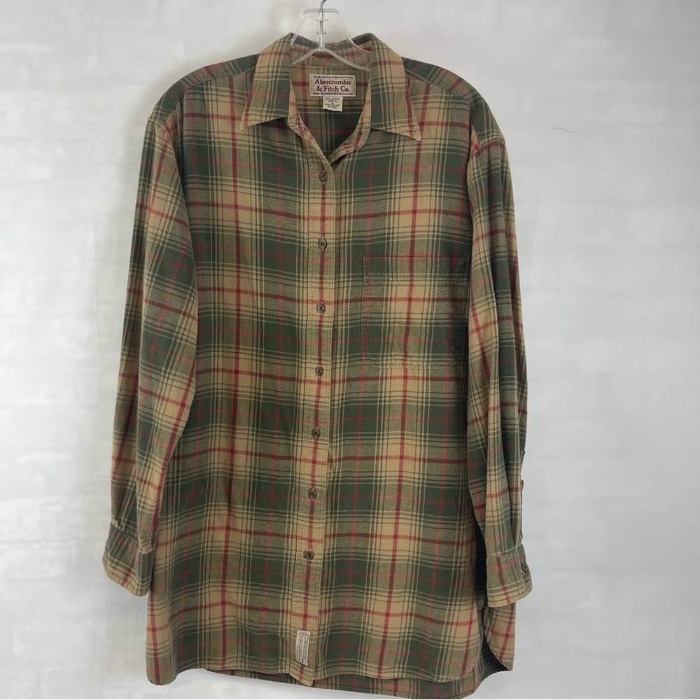 Abercrombie & Fitch Co. Flannel Shirt‎ Men’s Small Green Plaid Button Down Vtg